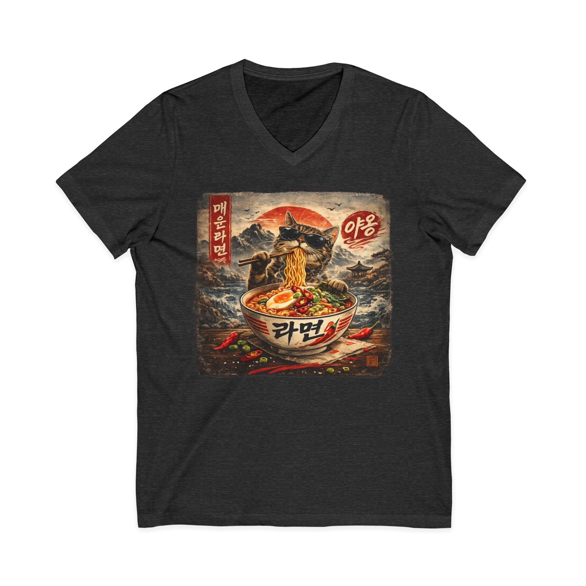 Spicy Ramyun Cat V-Neck T-shirt