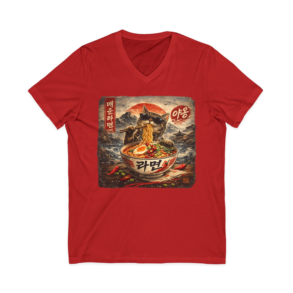 Spicy Ramyun Cat V-Neck T-shirt