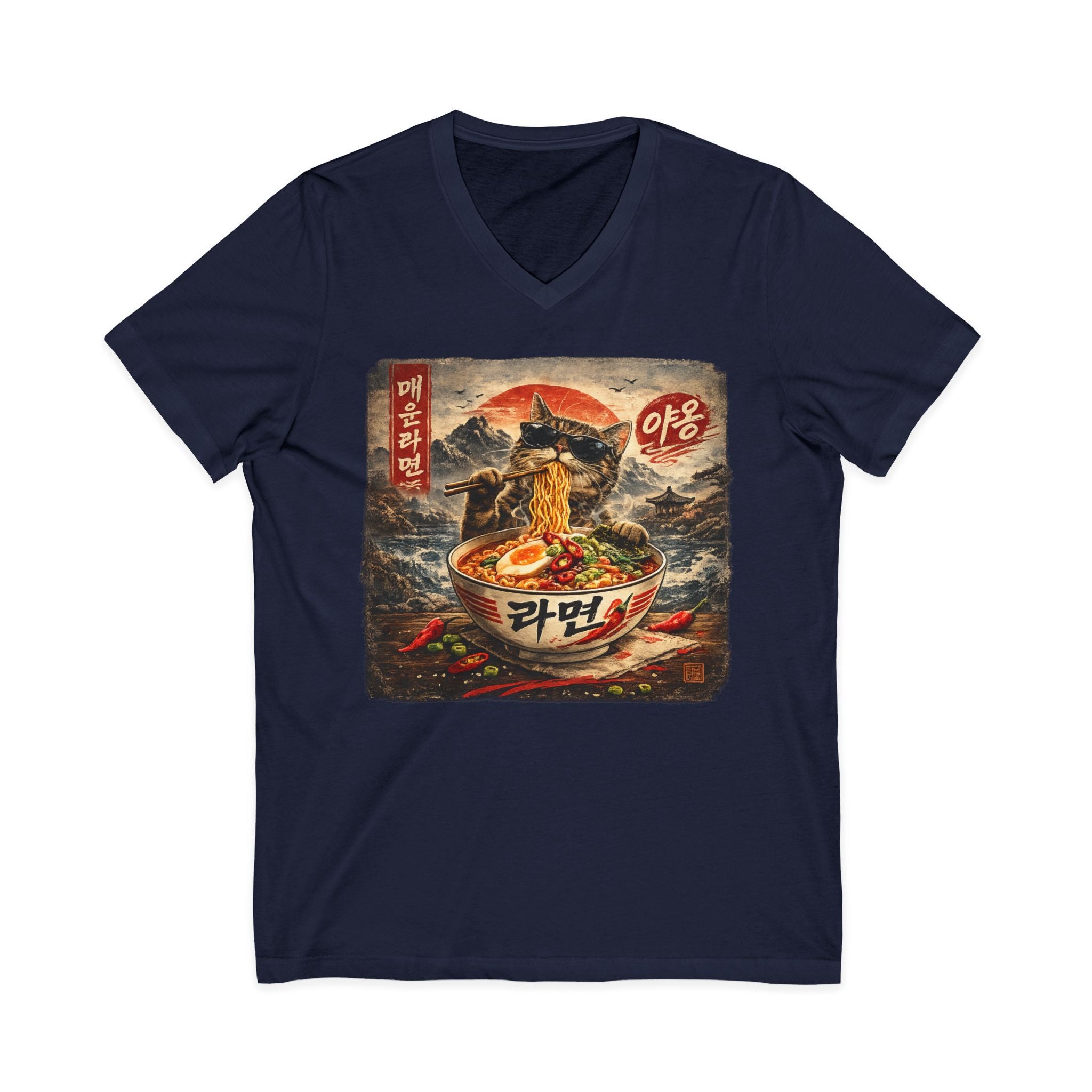 Spicy Ramyun Cat V-Neck T-shirt