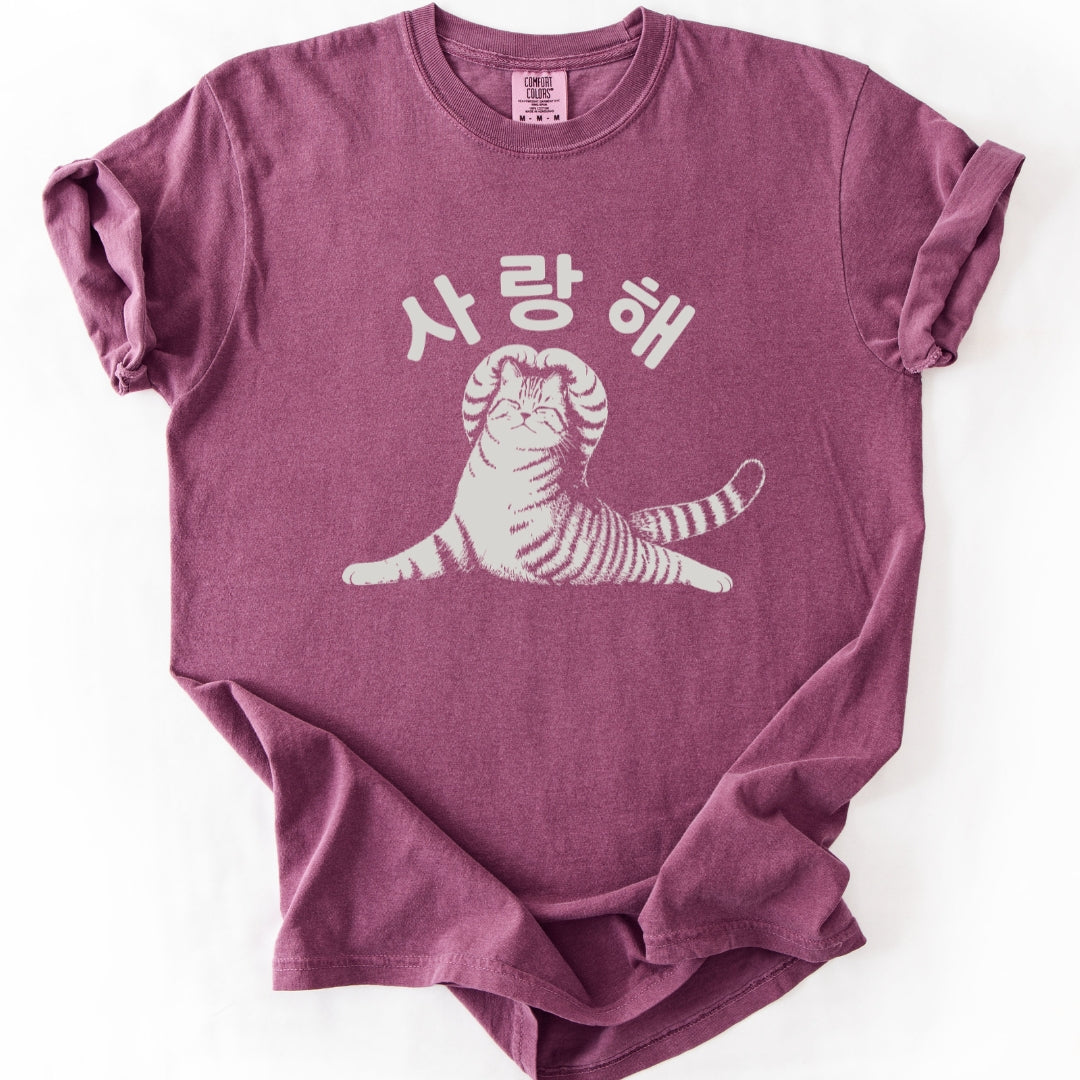 사랑해 (I Love You) Korean Cat T-Shirt