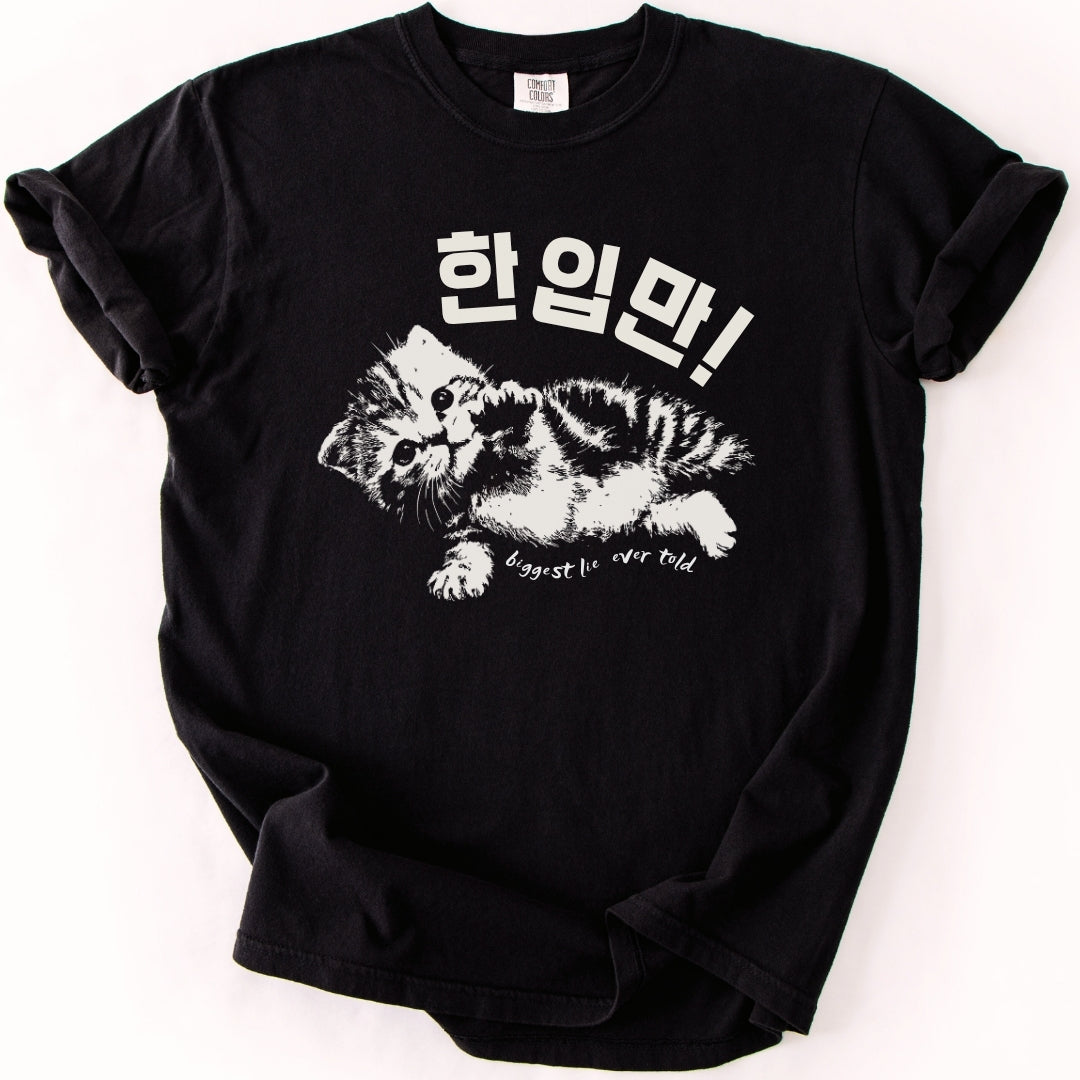한입만 ("Just one bite") | Biggest Lie Ever Cat T-Shirt