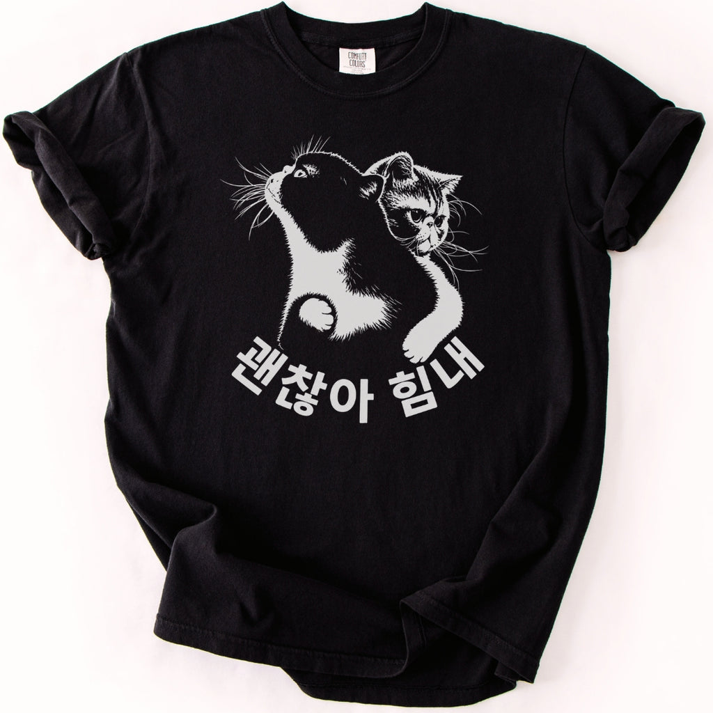 괜찮아 힘내 | Funny Korean Cat T-Shirt