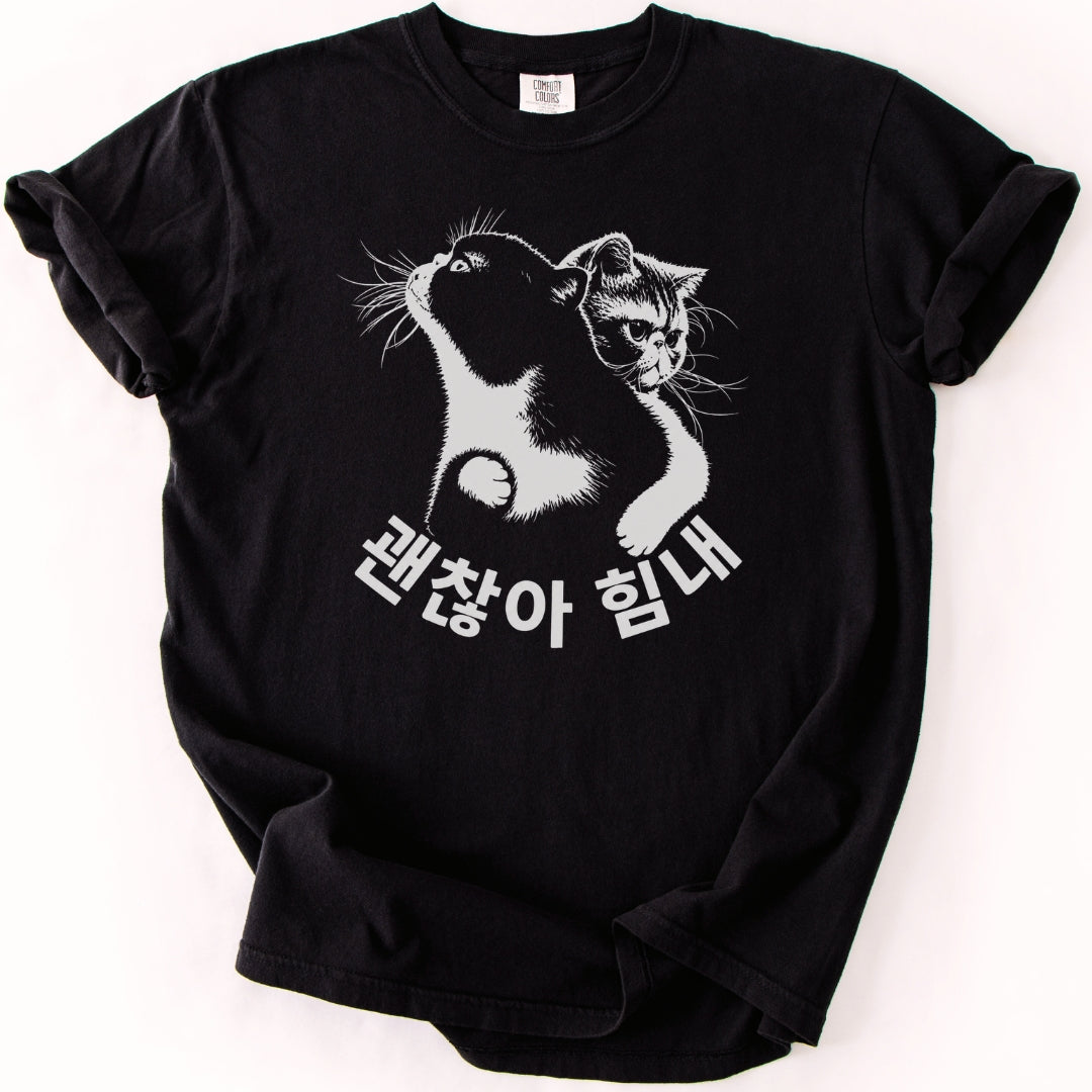 괜찮아 힘내 | Funny Korean Cat T-Shirt