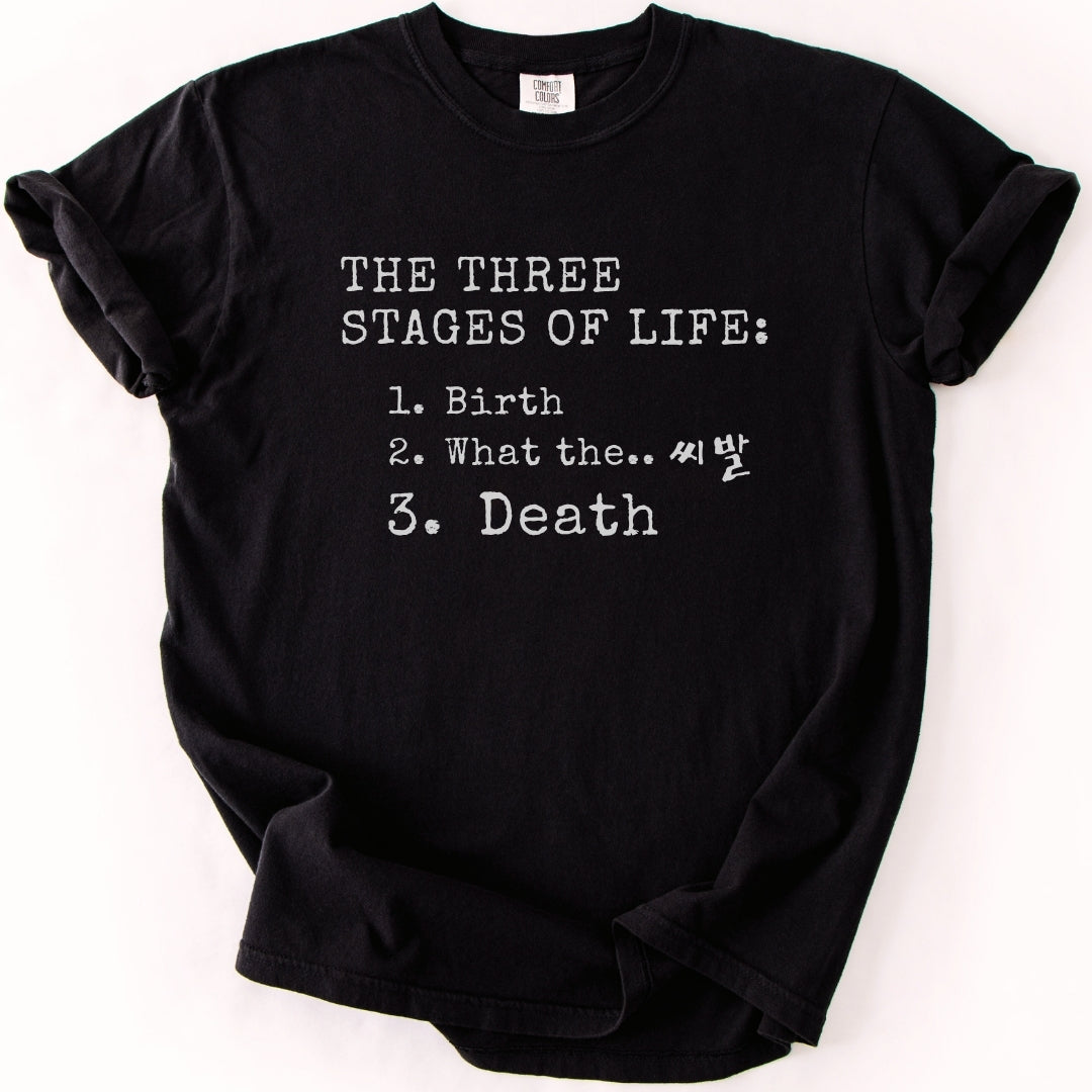 The Three Stages of Life | Korean Humor T-Shirt