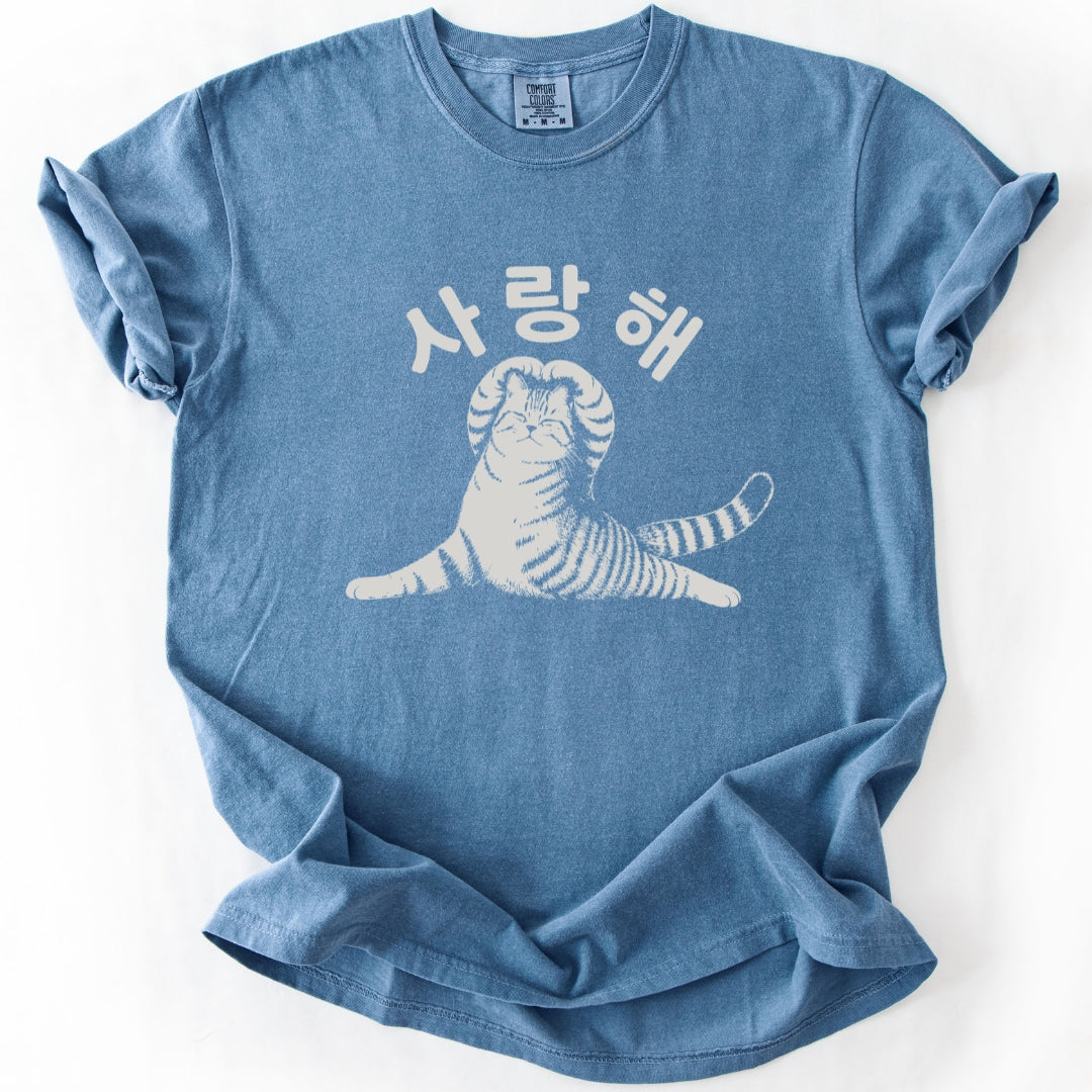 사랑해 (I Love You) Korean Cat T-Shirt