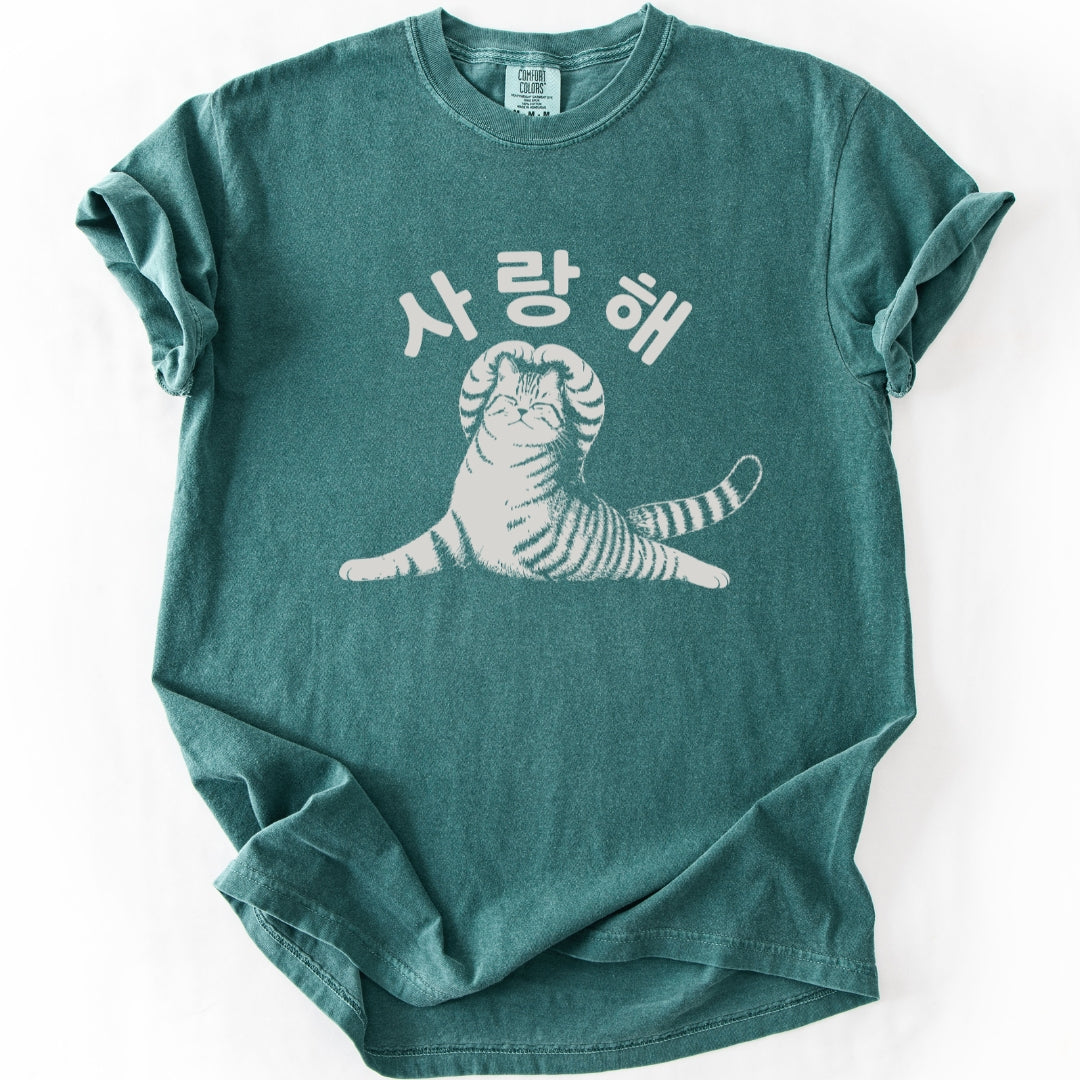 사랑해 (I Love You) Korean Cat T-Shirt