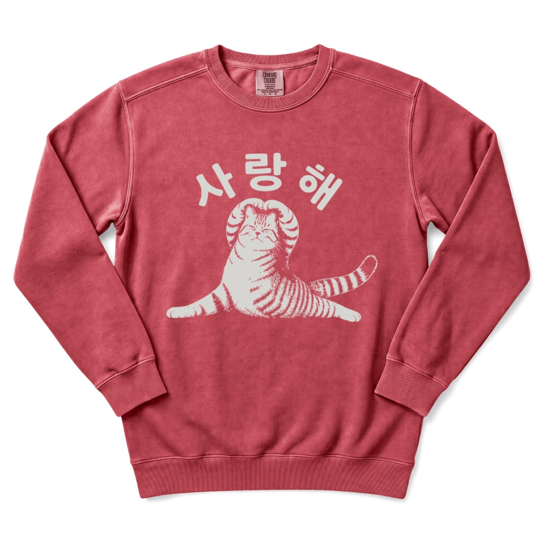 사랑해 (I Love You) Korean Cat Sweatshirt