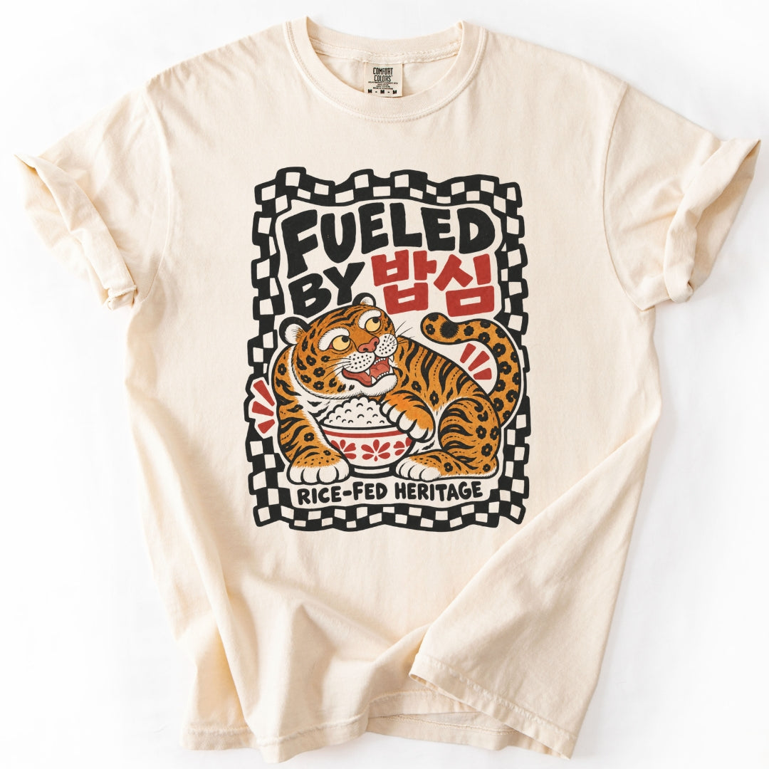 Fueled by 밥심 Korean Rice-Fed Tiger T-Shirt