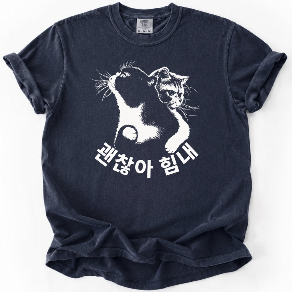 괜찮아 힘내 | Funny Korean Cat T-Shirt