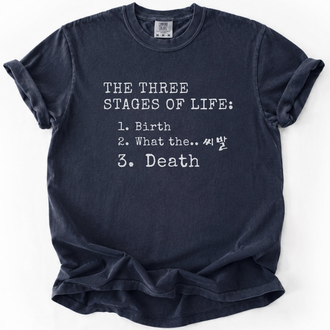 The Three Stages of Life | Korean Humor T-Shirt