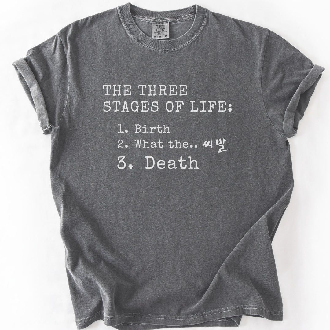 The Three Stages of Life | Korean Humor T-Shirt