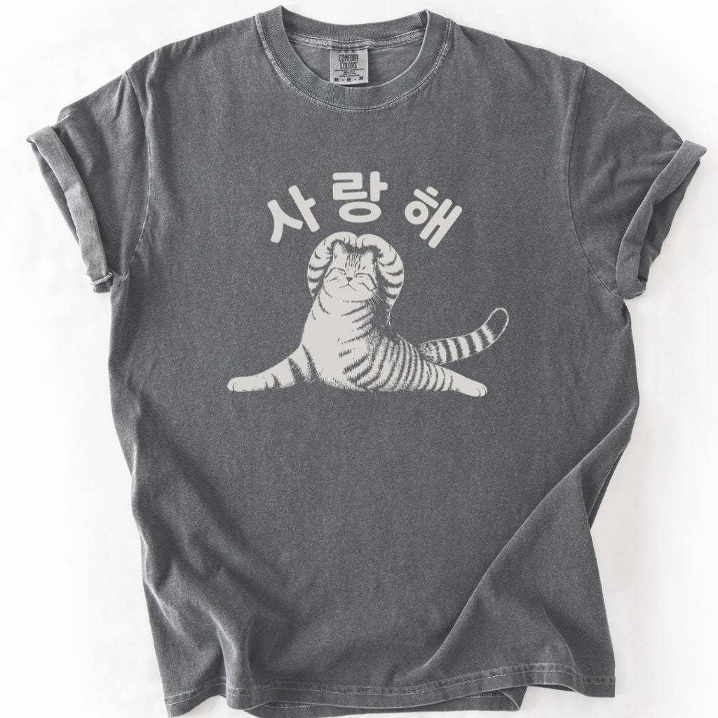 사랑해 (I Love You) Korean Cat T-Shirt